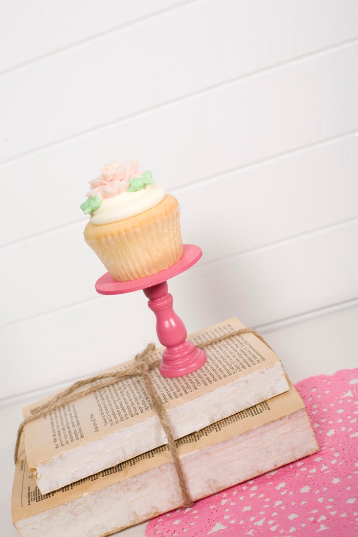 Mini Wooden Cupcake Stands - Bright Pink