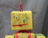 Upcycled MonsterWood Bot - Patty S. Monday - Quirky in Sunshine Yellow
