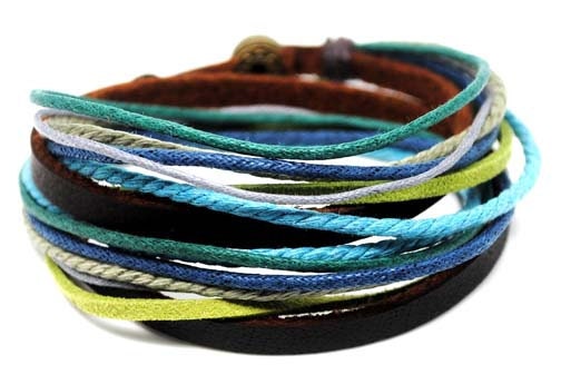 Leather Bracelet Wristband Mens Womens d26