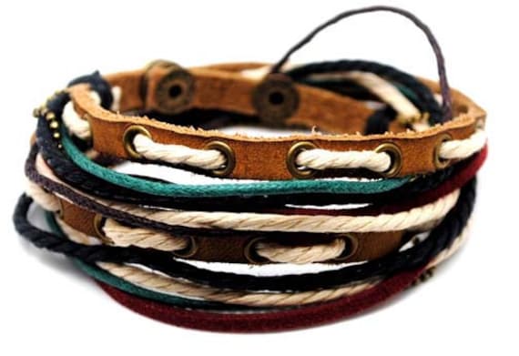 Leather Bracelet Wristband cuff bracelet friendship bracelets Mens Womens d28