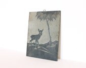 Vintage deer stone art carving black woodland