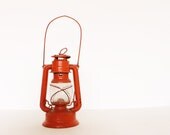 Vintage portable lantern coral red aluminium Czech Meva