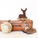 Vintage retro orange large suitcase