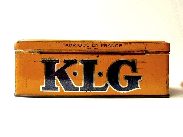 Vintage French tin box .1950s. Citroen. Yellow box.Industrial .Mustard . Fall colour .Autumn