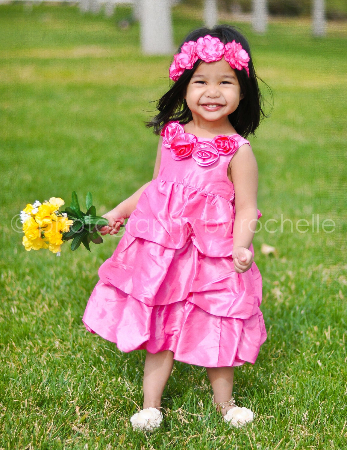 Sweet Pink Flower Bloom Headband- Birthday- Special Occasion- Wedding- Photo shoot-