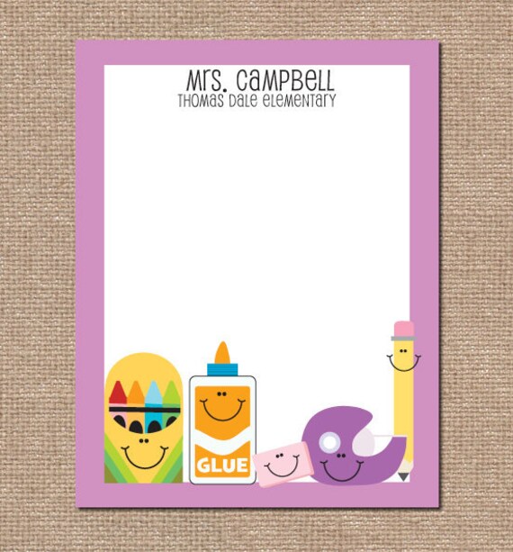 Personalized Teacher Notepad, Teacher Appreciation, School Stationery, Gift for Teacher, School Supplies