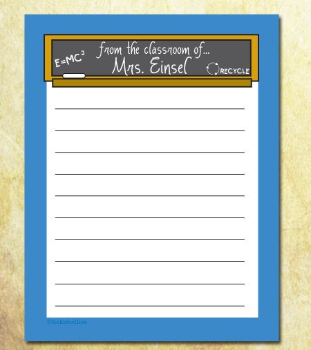 Teacher Notepad, Personalized Teacher Gift,  Chalkboad, Teacher Pad, Teacher Appreciation, Christmas Gift Teacher