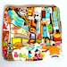 Large Zippered Pouch Cosmetic Bag iPod case Kawaii Japanese Anime Cotton Fabric Tokyo Brown In Stock