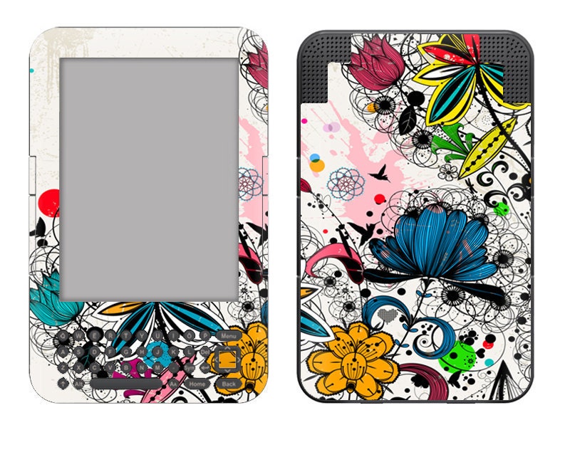 Amazon Kindle 3 / Keyboard Decal Skin - Wild Flowers