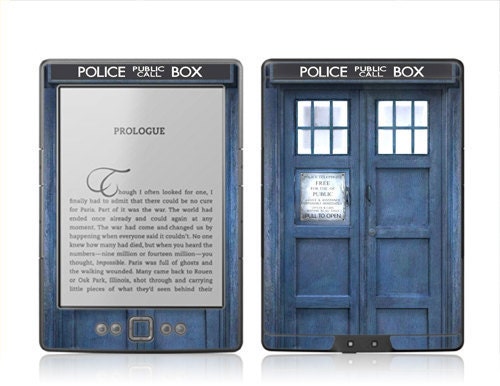 Amazon New Kindle 4 Skin Cover - Police Box GLOSSY MATTE LEATHER option