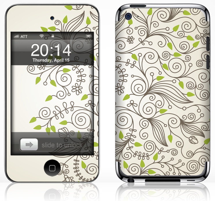 Apple iPod Touch 4th Gen Skin Cover - Foliage GLOSSY MATTE LEATHER option