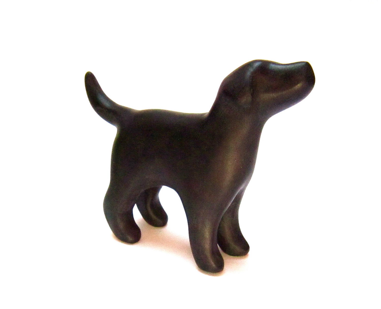 Dog retriever sculpture black decoration hand made OOAK waz-O