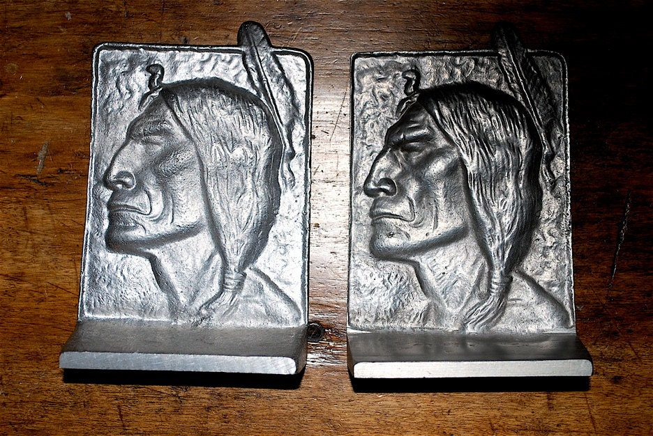 Vintage Native American Bookends Called One Feather 1920s