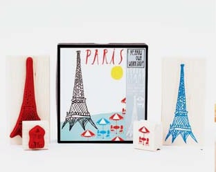 Yellow Owl Workshop Paris Stamp Set (Eiffel Tower and Parisian Scene) in Gift Box
