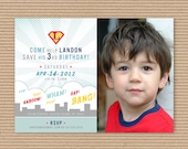 Superhero Birthday Party Invitation - Custom Photo Card - PRINTABLE FILE - by Luvalexa
