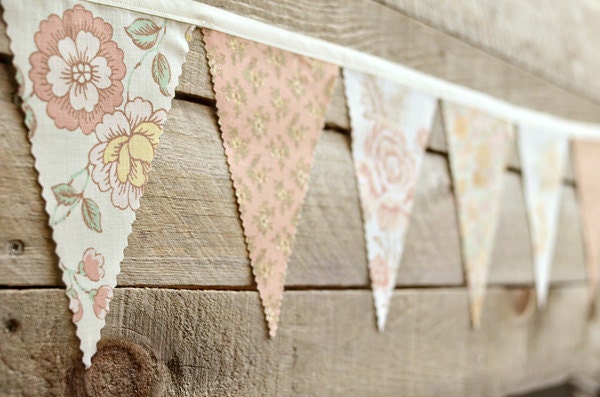 Sunshine Bouquet - Vintage Bunting Banner with 12 Flags