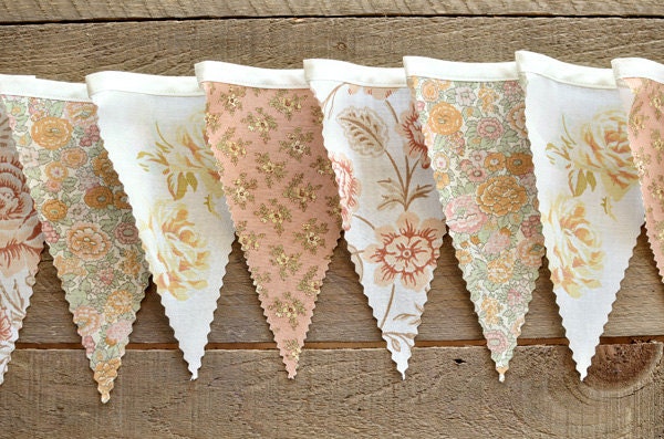 Sunshine Bouquet - Vintage Bunting Banner with 12 Flags
