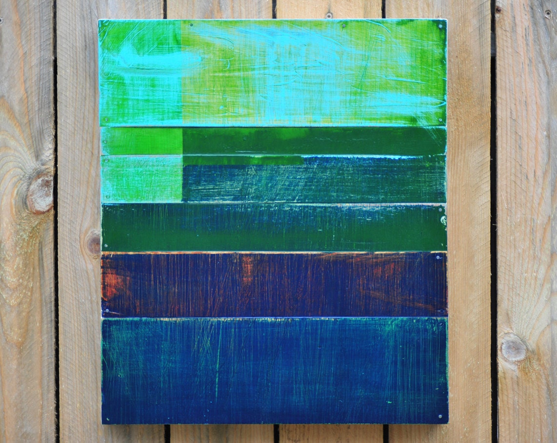 ORIGINAL Abstract Contemporary Painting Textured Portrait by RACEPONY 18"x21" - Blue Sky