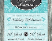 Custom DIGITAL Vintage Wedding Invitation: Something Blue Suite