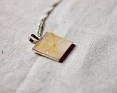 ON SALE softly faded - hydrangea petals pressed botanical Pendant - Real Botanical Jewelry with Handmade Paper set in a silver square frame