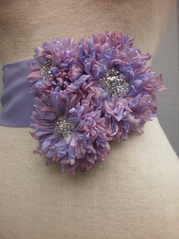 bridal,bridesmaids,wedding handmade sash three Unique Design Flowers