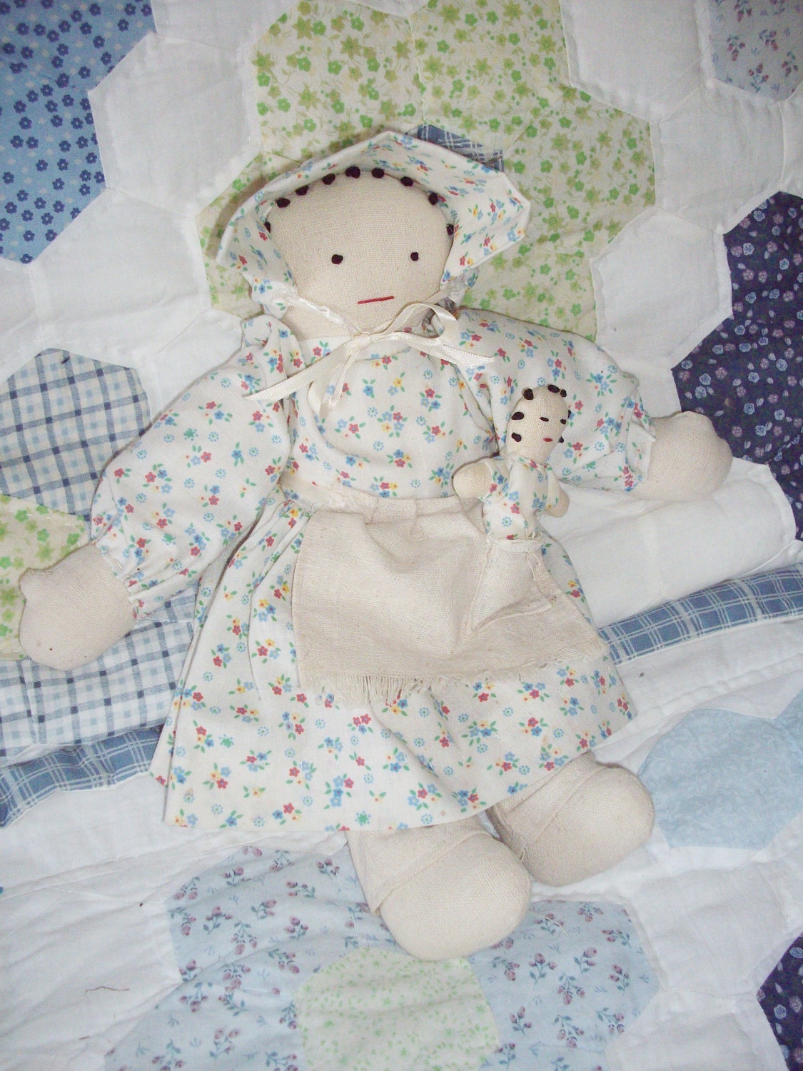 Vintage Doll with Baby Handmade Primitive Cloth Country - NanNasThings