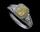 2.06 Cttw Fancy Intense Yellow Natural Diamond Platinum / 18K Yellow Gold Engagement Ring