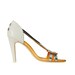 High heels handmade silver and white leather sandals