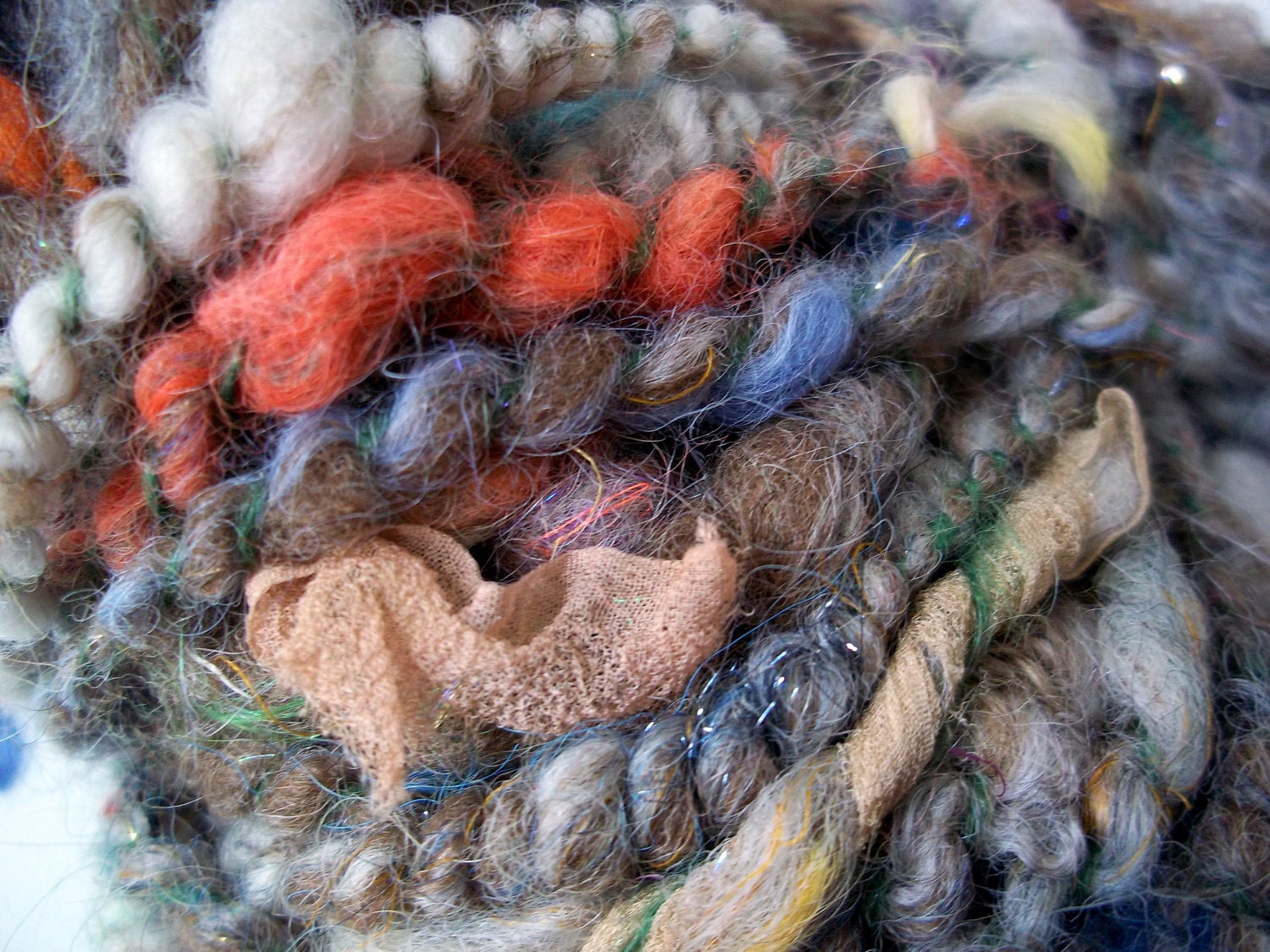 Gingerbread Forest - Handspun Shetland art yarn - 40 yards, 4 oz - natural brown - mohair locks -  super bulky