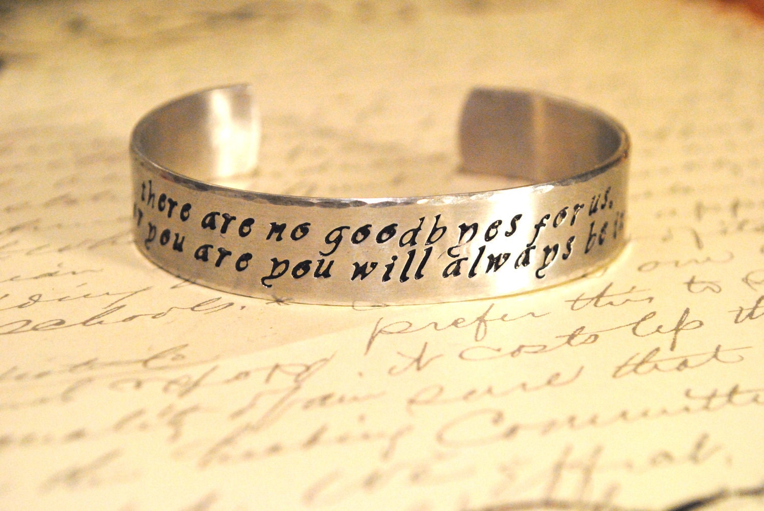 You Will Always Be in my Heart REMEMBRANCE  Hand Stamped Cuff Bracelet