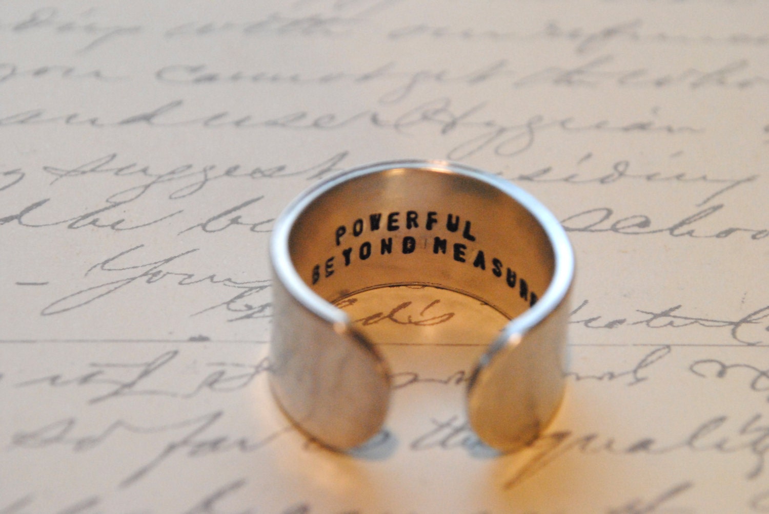 I am...The Heroine in my life Story Custom Secret Affirmation Cuff Ring