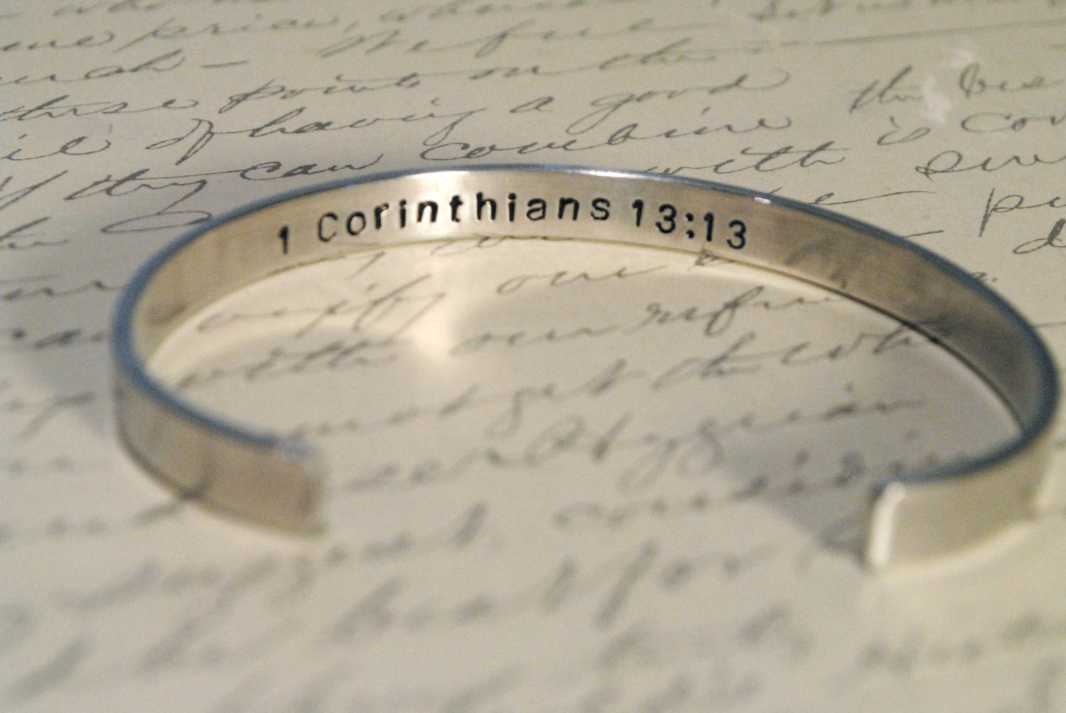 Faith, Hope, Love. The Greatest of these is Love CUSTOM Hand Stamped Cuff Bracelet