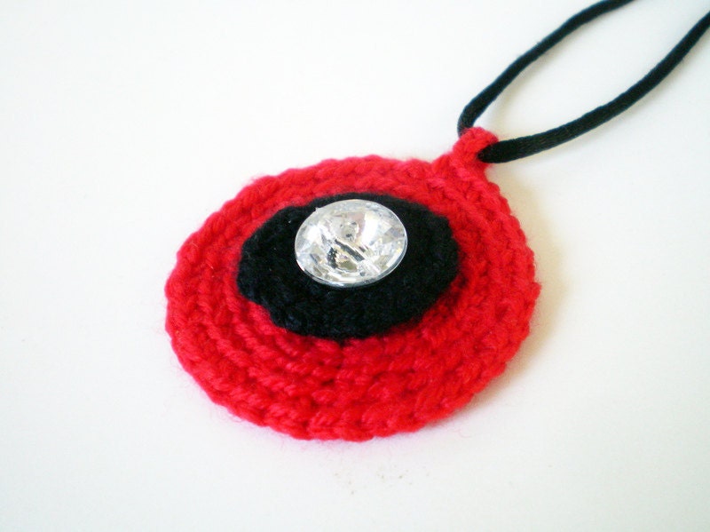 Free Shipping, Crochet Red Necklace