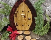 Fairy Door, Gnome Door, Hobbit Door, Elf Door, Troll Door, Miniature Garden Fae Door, 7" tall Forest style.