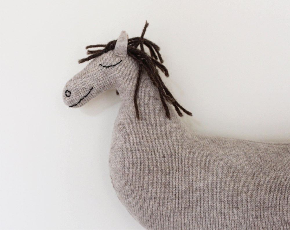 Little HORSE soft knitted toy - ecru, light brown