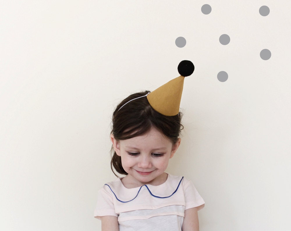 Party Hat - linen party hat in mustard (small)