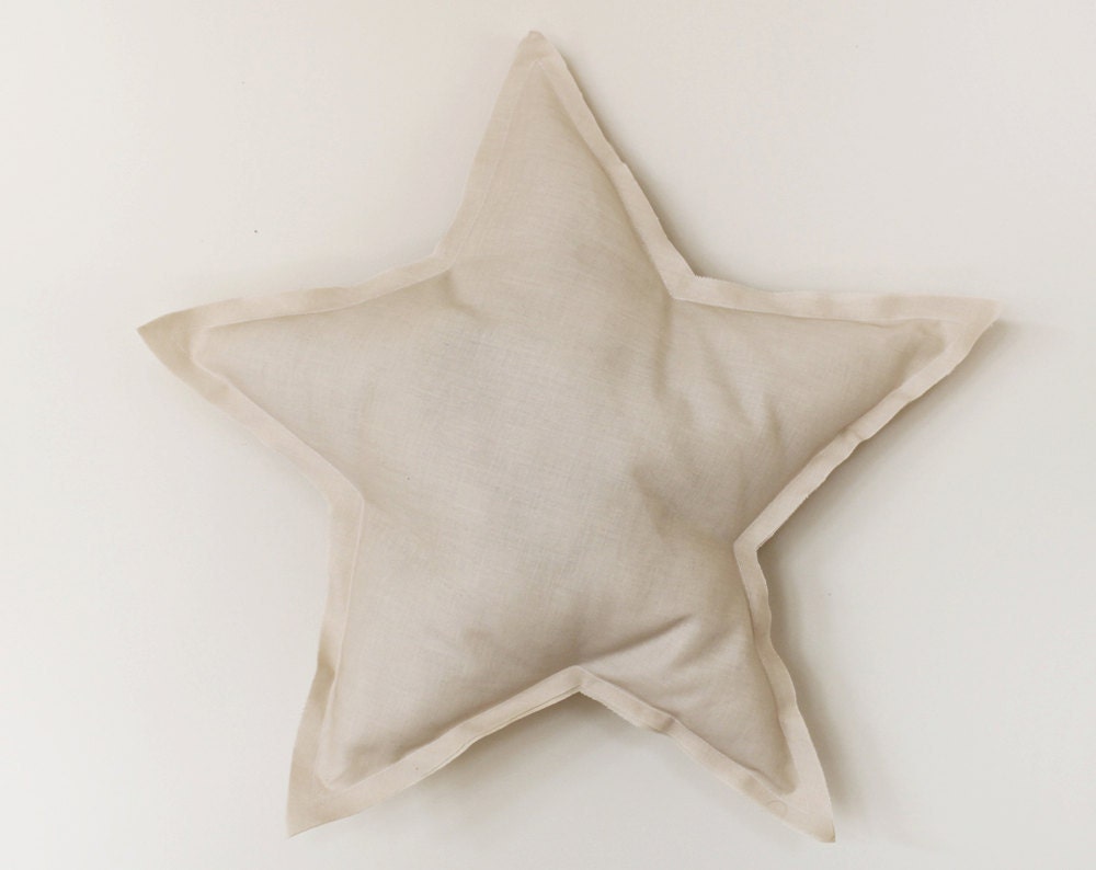 Star shaped Pillow or cushion - cream, soft cotton