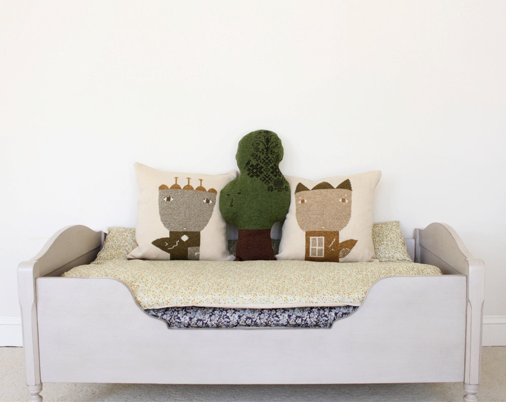 Decorative Pillow -Flower King - soft knitted pillow - cream,mustard, 18x18, includes insert
