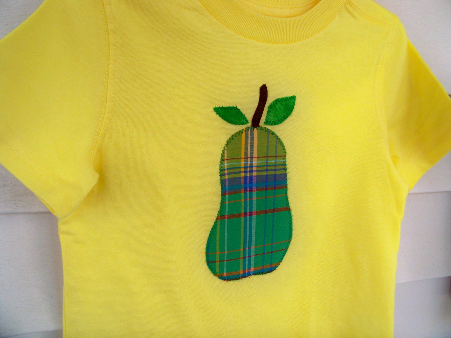 Pear Applique T-shirt Yellow Green Red
