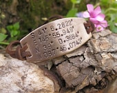 Two Sets of GPS Coordinates on one Bracelet- Personalized Leather Men's Dad Father Mother Boyfriend Anniversary Holiday Christmas Gift