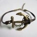Bracelet---antique bronze anchor&brown leather chain