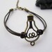 bracelet---antique bronze unique electric bulb pendant & brown leather chain