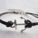 Anchor Bracelet---antique silver little anchor bracelet &brown leather chain