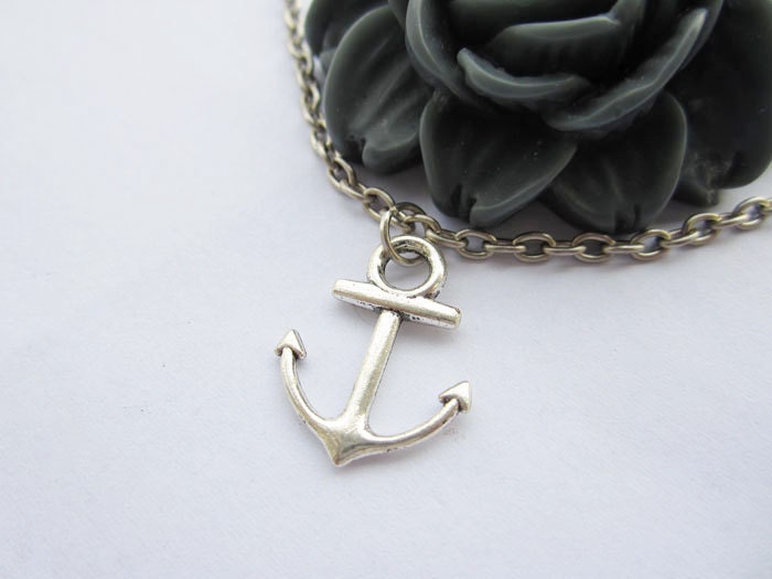 Necklace---antique silver little anchor&alloy chain