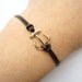 Anchor Bracelet---retro golden little anchor bracelet &brown leather chain