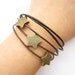 Multilayer leather bracelet---antique bronze personality stars bracelet & brown leather chain