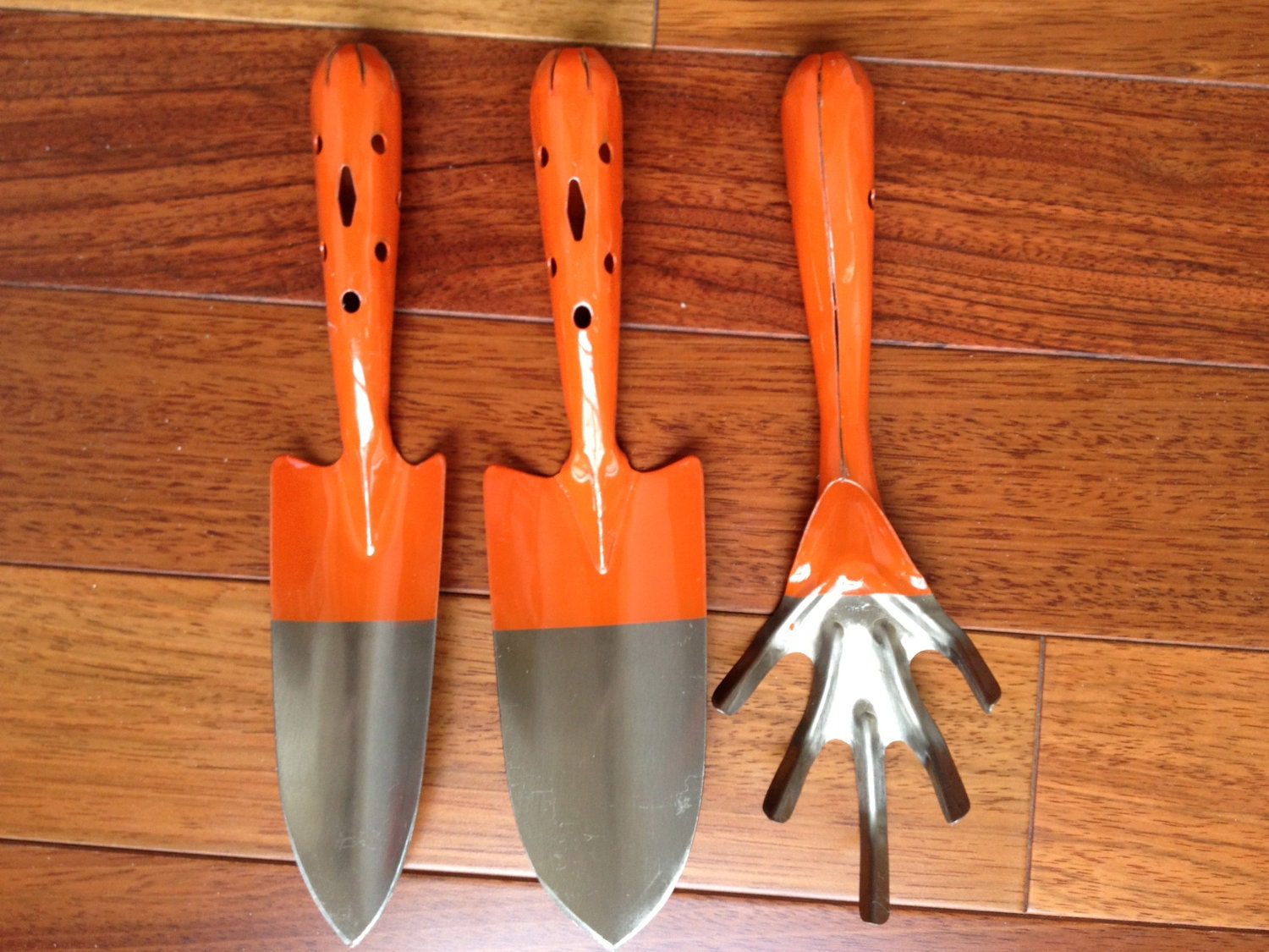 Vintage 1950s orange gardening tools deadstock
