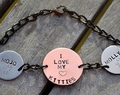 I Love My Kitties Personalized Handstamped Bracelet