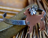 I Love My Poodle Handstamped Aluminum Cuff