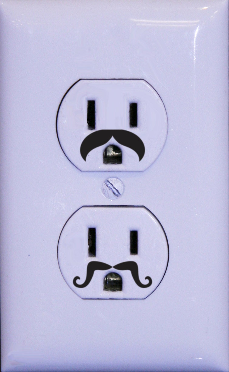 Moustache Power Outlet Decals